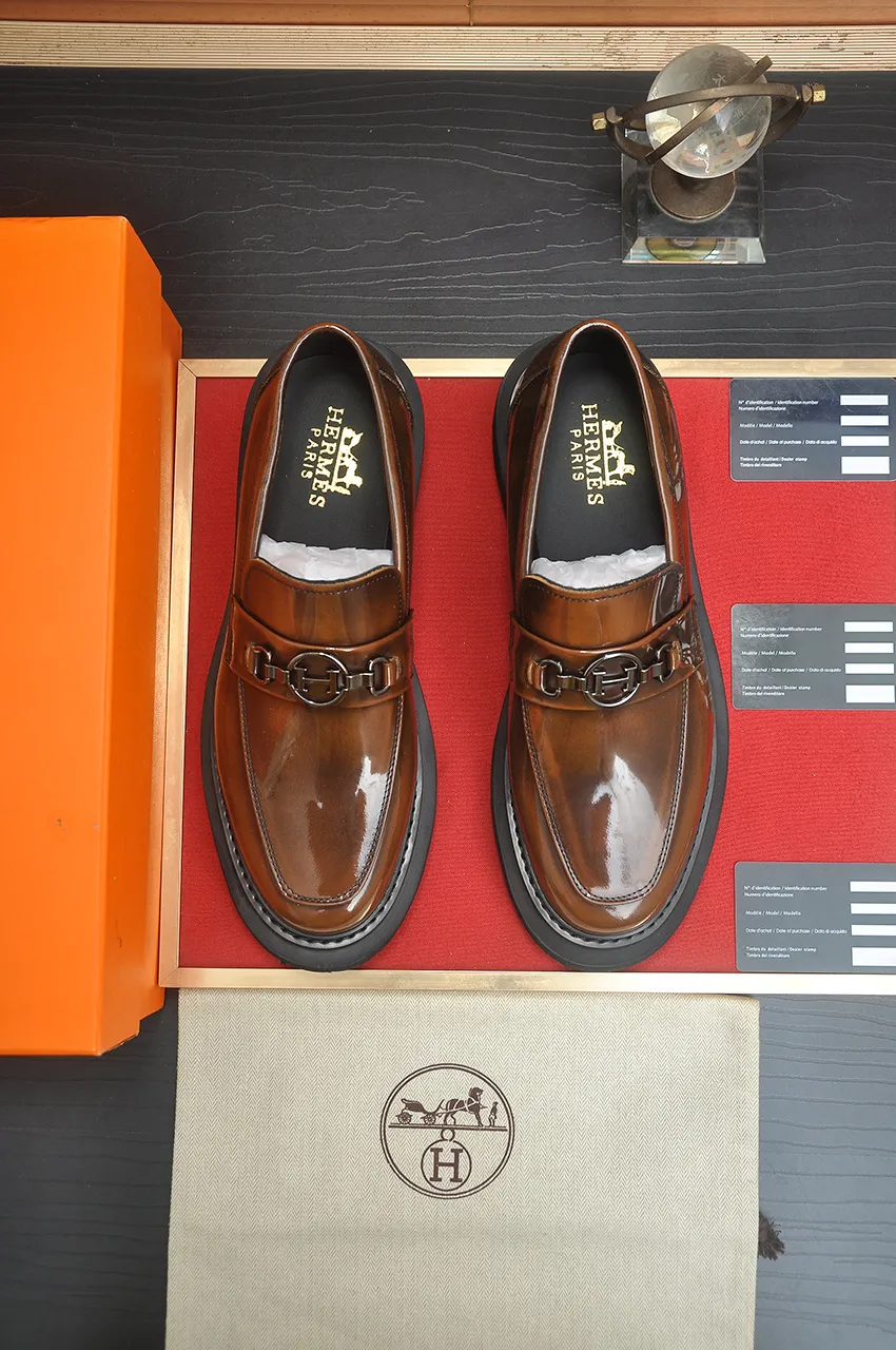 Men's men's shoes 💰720💶【[Hermes HERMES】】(High-end Niuli) New 🍀 HERMES - top version of classic casual leather shoes! Made of imported original cowhide, the inner top layer is comfortable cowhide lining! Original wear-resistant rubber foam outsole! High quality products! Code number 38-45 (45 customized)